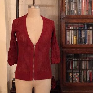 Silence + Noise cardigan with 3/4-sleeves in rust